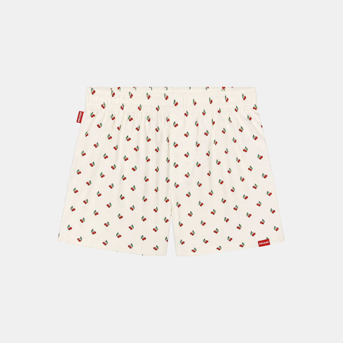 Cherry boxer shorts in off-white by Pockies, front view
