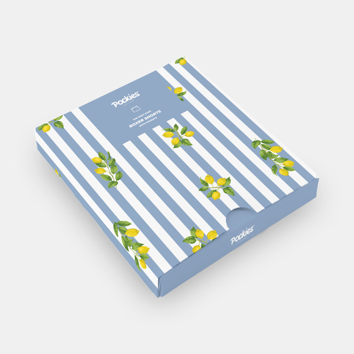 Goodlife boxer shorts in blue by Pockies in packaging